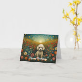 Niedlich Baby Poodle Blume Meadow Happy Birthday Karte (Gelbe Blume)