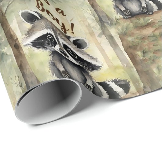 Niedlich Baby Raccoon Sein a Boy Geschenkpapier (Rolleneckpunkt)