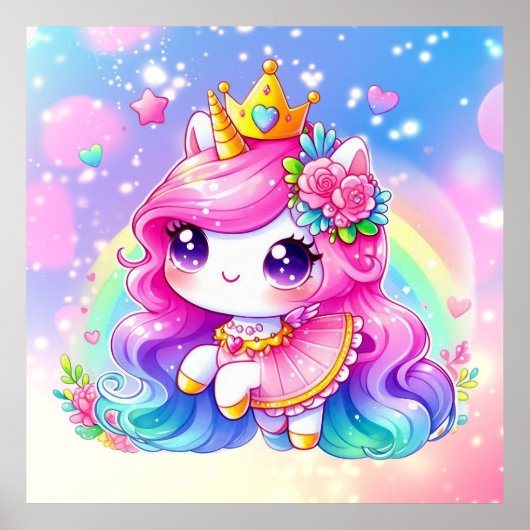 Niedlich Baby Rainbow Unicorn Poster (Vorne)