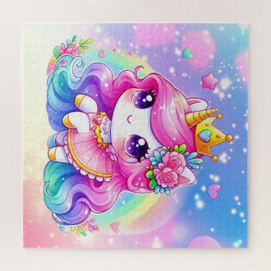 Niedlich Baby Rainbow Unicorn Puzzle (Horizontal)