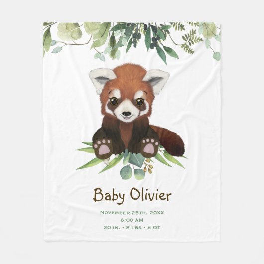 Niedlich Baby Red Panda Bear Eucalyptus Personalis Fleecedecke (Vorderseite)