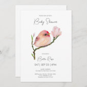 Niedlich Baby Redpoll Bird Baby Dusche Einladung (Vorne/Hinten)