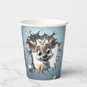 Niedlich Baby Reindeer 3D Weihnachten Pappbecher (Rückseite)