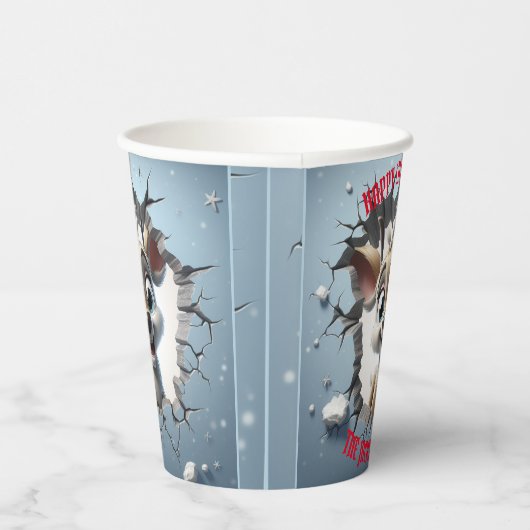 Niedlich Baby Reindeer 3D Weihnachten Pappbecher (Rechts)