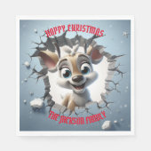 Niedlich Baby Reindeer 3D Weihnachten Serviette (Vorderseite)