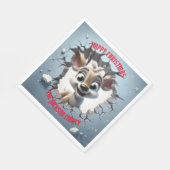 Niedlich Baby Reindeer 3D Weihnachten Serviette (Ecke)