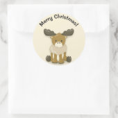 Niedlich Baby Reindeer Frohe Weihnachtsaufkleber Runder Aufkleber (Tasche)