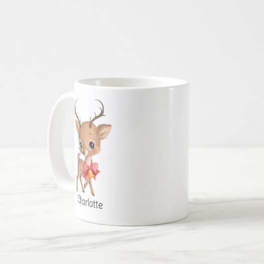 Niedlich Baby Rentier Personalisierte Weihnachtski Kaffeetasse (Vorderseite Links)