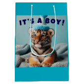 Niedlich Baby Reveal Boy Blue Baby Tiger Mittlere Geschenktüte (Rückseite)