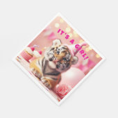 Niedlich Baby Reveal Girl Pink Baby Tiger Serviette (Ecke)