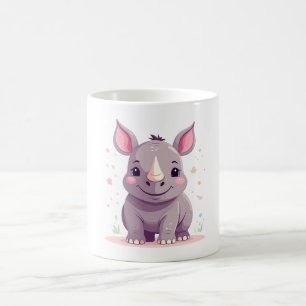 Niedlich Baby Rhino Cartoon Illustration Kaffeetasse