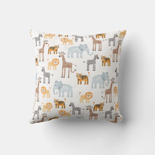 Niedlich Baby Safari Animal Watercolor Individuell Kissen (Rückseite)