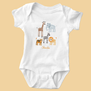 Niedlich Baby Safari Animal Watercolor Individuell Strampler