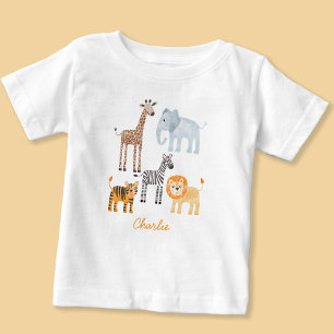 Niedlich Baby Safari Animal Watercolor Individuell T-shirt