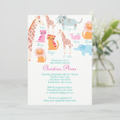 Niedlich Baby Safari Animals Kinderdusche Einladun Einladung (Stehend Vorderseite)