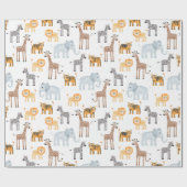 Niedlich Baby Safari Tierfarbmuster Geschenkpapier (Flach)