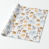 Niedlich Baby Safari Tierfarbmuster Geschenkpapier (Ungerollt)