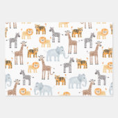 Niedlich Baby Safari Tierfarbmuster Geschenkpapier Set (Vorderseite)