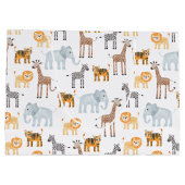 Niedlich Baby Safari Tierfarbmuster Große Geschenktüte (Rückseite)