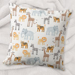 Niedlich Baby Safari Tierfarbmuster Kissen<br><div class="desc">Ein Aquarell-Baby-Löwe,  Giraffe,  Tiger,  Zebra und Elefanten-Safari-Muster,  perfekt für kleine Tierfreunde. Originelle Kunst von Nic Squirrell. Das ist ein schönes Geschenk für ein neues Baby.</div>