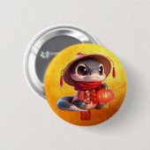 Niedlich Baby Schlange Chinesisch Neujahr 2025 RB2 Button (Vorne & Hinten)