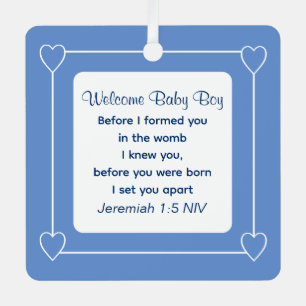 Niedlich Baby Showbibel Verse Blue Gastgeschenk Ornament Aus Metall