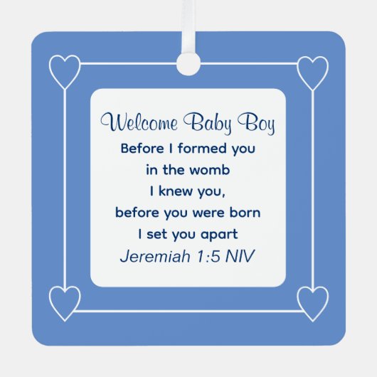 Niedlich Baby Showbibel Verse Blue Gastgeschenk Ornament Aus Metall (Vorderseite)