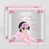 Niedlich Baby Shower Baby Girl Pink Bear Einladung (Vorne/Hinten)