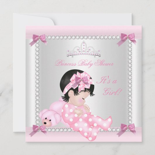 Niedlich Baby Shower Baby Girl Pink Bear Einladung (Vorderseite)