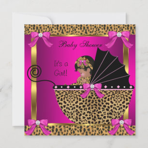 Niedlich Baby Shower Baby Leopard Pink Gold Einladung