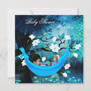 Niedlich Baby Shower Boy Blue Hammock Magie Einladung