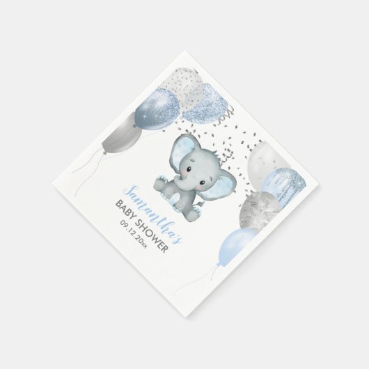Niedlich Baby Shower Elephant Boy Balloons Serviette (Ecke)