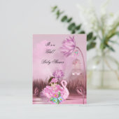 Niedlich Baby Shower Girl Baby Hot Pink Schwan Mag Einladung (Stehend Vorderseite)