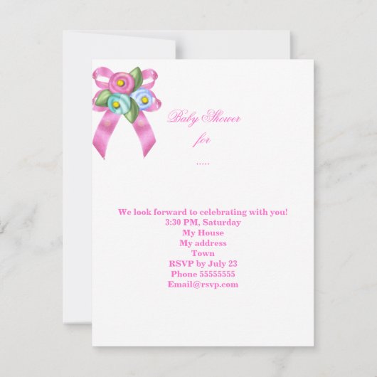 Niedlich Baby Shower Girl Baby Hot Pink Schwan Mag Einladung (Rückseite)