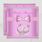 Niedlich Baby Shower Girl Baby Pink Hinterns Pearl Einladung (Vorne/Hinten)