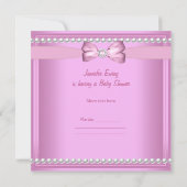 Niedlich Baby Shower Girl Baby Pink Hinterns Pearl Einladung (Rückseite)