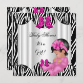 Niedlich Baby Shower Girl Hot Pink Baby Zebra Einladung (Vorne/Hinten)