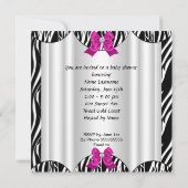 Niedlich Baby Shower Girl Hot Pink Baby Zebra Einladung (Rückseite)