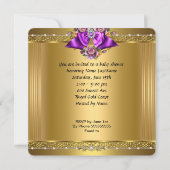 Niedlich Baby Shower Girl Lila Pink Gold Rose Einladung (Rückseite)