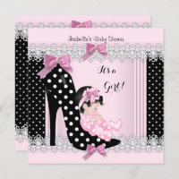 Niedlich Baby Shower Girl Pink Polka Dots High Hee