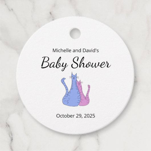 Niedlich Baby Showkatze Twins Blue Pink Geschenkanhänger (Vorderseite)