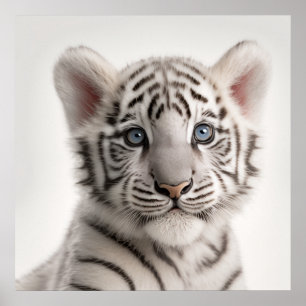 Niedlich Baby Siberian White Tiger Portrait   1:1 Poster