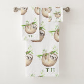 Niedlich Baby Sloth Boy Babydusche Monogram Badhandtuch Set (Insitu)