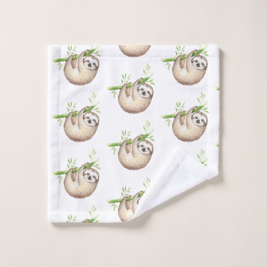 Niedlich Baby Sloth Boy Babydusche Monogram Badhandtuch Set (Waschlappen)