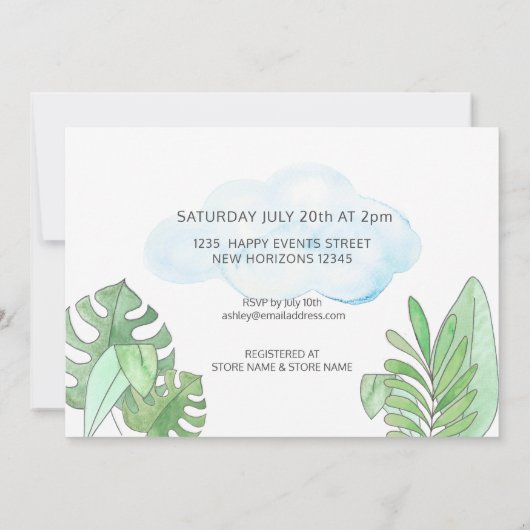 Niedlich Baby Sloth Gender Neutral Baby Dusche Einladung (Rückseite)