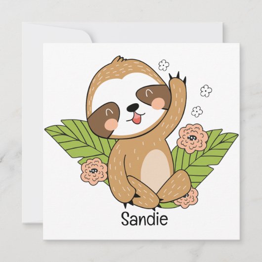 Niedlich Baby Sloth Individuelle Name (Vorderseite)