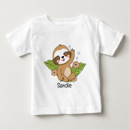 Niedlich Baby Sloth Individuelle Name Baby T-shirt