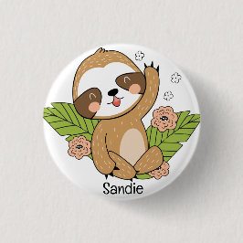 Niedlich Baby Sloth Individuelle Name Button