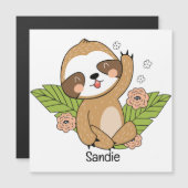 Niedlich Baby Sloth Individuelle Name Magnetkarte (Vorne/Hinten)