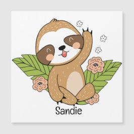 Niedlich Baby Sloth Individuelle Name Magnetkarte
